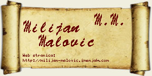 Milijan Malović vizit kartica